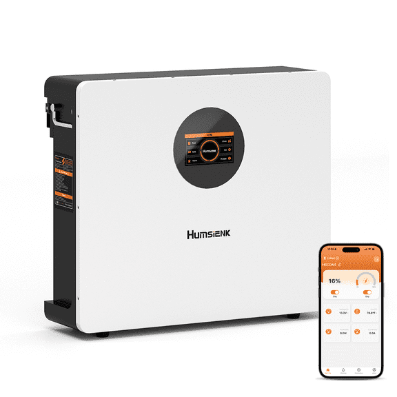 HumsiENK 48V 100AH LiFePO4 Battery, 5.12kWh Grade A Cells Wall Mounted Lithium Battery with100A BMS&125A circuit breaker,Up to 6000+ Deep Cycle &10-Year Lifetime for Off-Grid, Energy Storage System