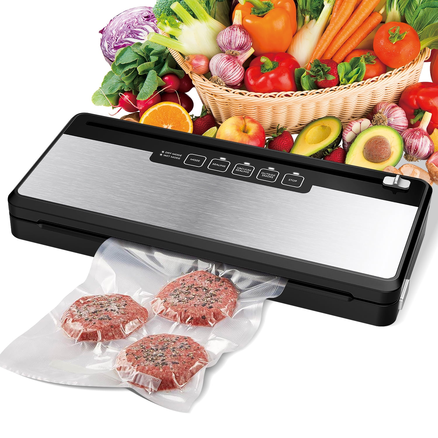 Vacuum Sealer Machine, KOIOS Automatic Food Sealer with Cutter, Dry & Moist  Modes, Compact Design Powerful Suction Air Sealing System with 10 Sealing