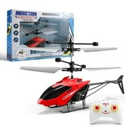 Mini 2-Channel RC Helicopter - Beginner-Friendly Indoor Drone with Remote Control and Gyro Stabilizer - Perfect Gift for Kids, Easy-to-Fly Toy Helicopter - Red