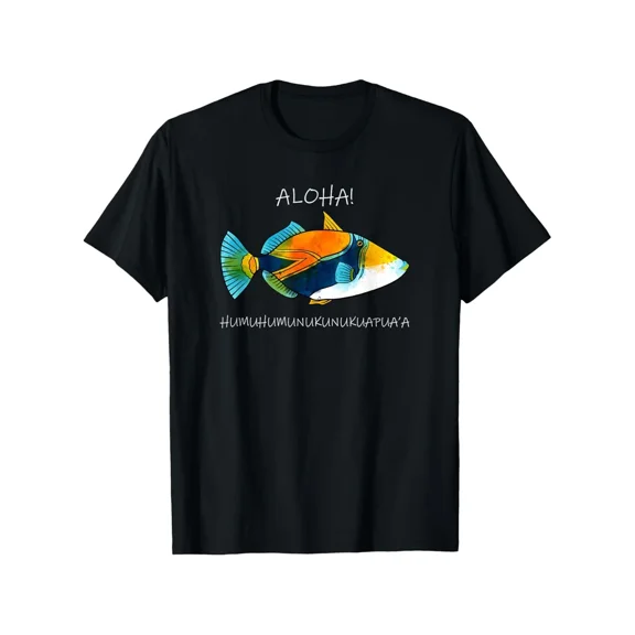 Humuhumunukunukuapua'a Hawaiian Reef Triggerfish Graphic T-Shirt - 100% Cotton Anti-Shrink Casual Tee