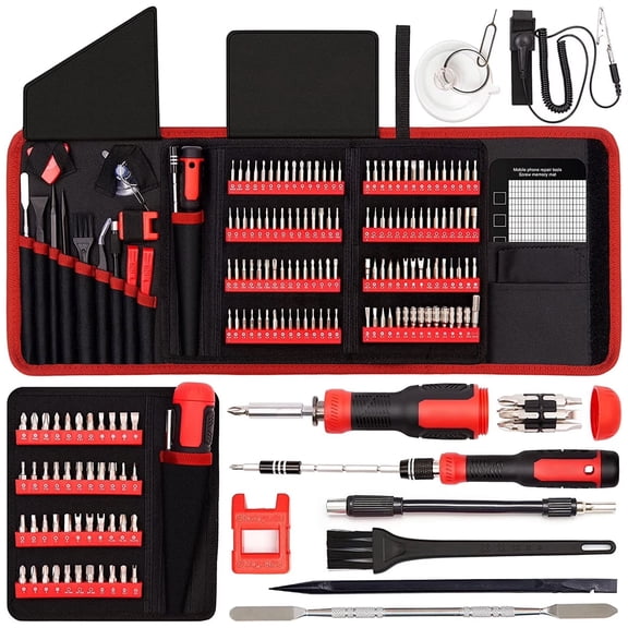 191 in 1 Precision Screwdrivers Sets, Magnetic 1/4 Inch Nut Driver Set, Multi Repair Tool Kits for iPhone, Electronics, Computer, Tablet , Xbox, Playstation, Household, Nintendo-Red