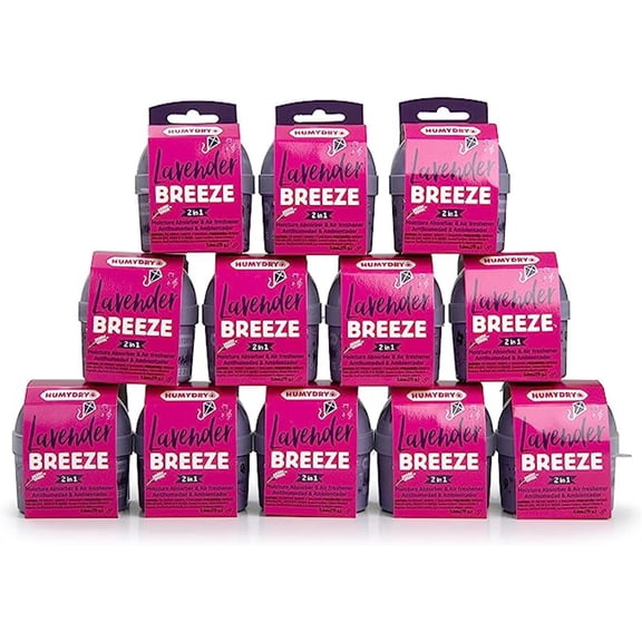 HUMYDRY Moisture Absorber Device, Mini Pack of 12 of 2.6oz, Small Space Dehumidifier and Air Freshener with Lavender Scent, Non Electric Humidity Absorber for Closet Bedroom and Compact Areas