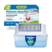 Humydry Moisture Absorber Dehumidifier Device, Pack of 2 Devices of 35.3 Oz With 2 Pre-Measured Refills, Fragrance Free Humidity Absorber For Basements Bedrooms And Large Enclosed Spaces
