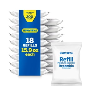 HUMYDRY Moisture Absorber Refills for 15.9 Oz Dehumidifier, 18 Count, 6 Packs of 3 Unscented Humidity Absorber Bags, Pre-Measured Non-Electric Humidity Absorber Refill Bags for Medium Enclosed Spaces