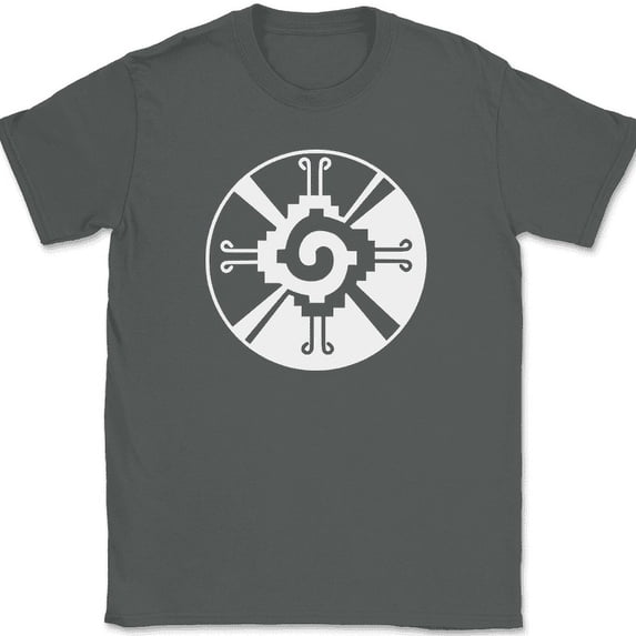 Hunab-Ku Maya Calendar T-Shirt Symbolism Tribal Trippy Graphic Tee - Charcoal, 5XL