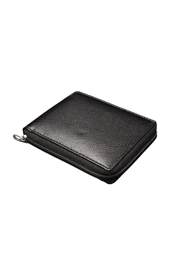 - Men’s Genuine Leather Zipper Bifold Wallet with Coin Pocket, 3 Card Slots, Cash Pocket & Secret Compartment – Black Compact Wallet