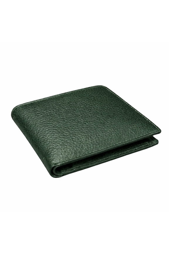 -Men's Leather Bifold Wallet with Coin Pocket, 3 Card Slots, Cash Pocket & Secret Compartment-Green