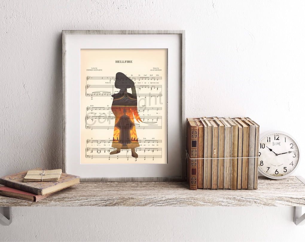 Hunchback Of Notre Dame Frollo Silhouette Hellfire Sheet Music Art