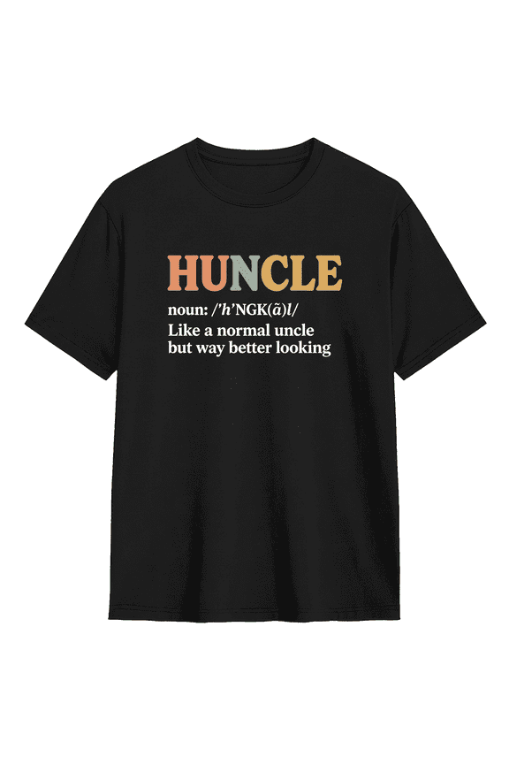 Huncle The Cool Uncle Retro Graphic Tee for Men, Funny Family Gift Cotton Short Sleeves T-Shirt