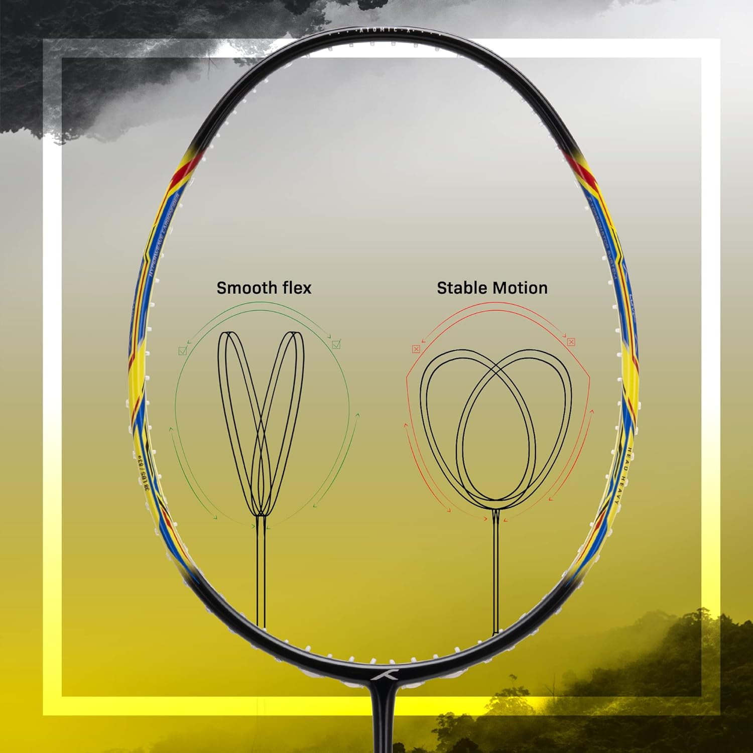 Hundred Atomic X 38 Ctrl Carbon Fibre Strung Badminton Racket With Full