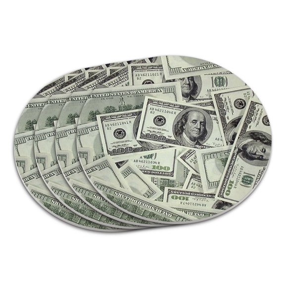Hundred Dollar Bills Money Currency Coaster Set