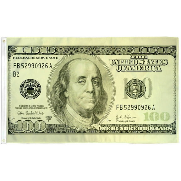 Hundred Dollars Flag 3x5ft Hundred Dollar Bill Flag Novelty Funny Dorm Flag