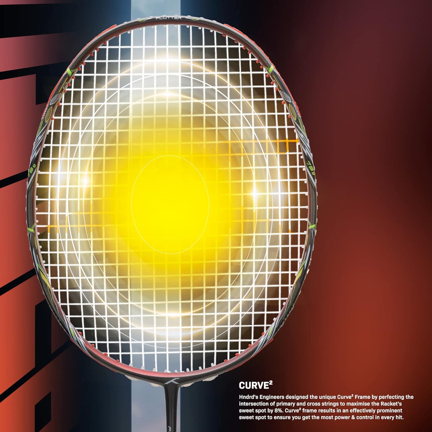 Hundred Flutter S Zoom Carbon Fibre Strung Badminton Racket With Full