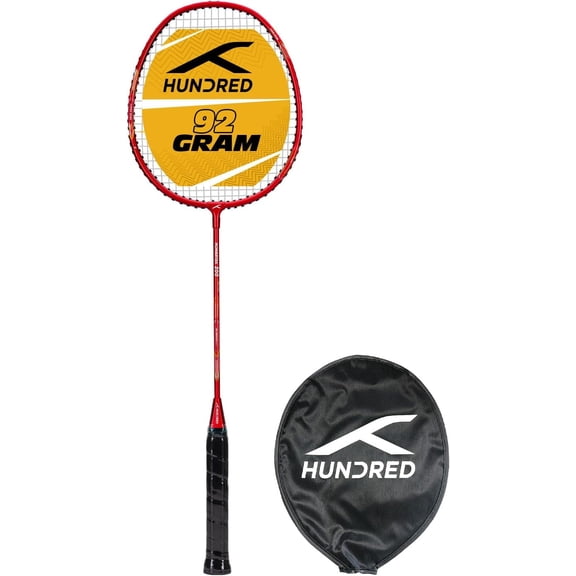 Hundred HBRR-3S017-3 Powertek 200 Pro Graphite Strung Badminton Racket with Cover - Dark Red