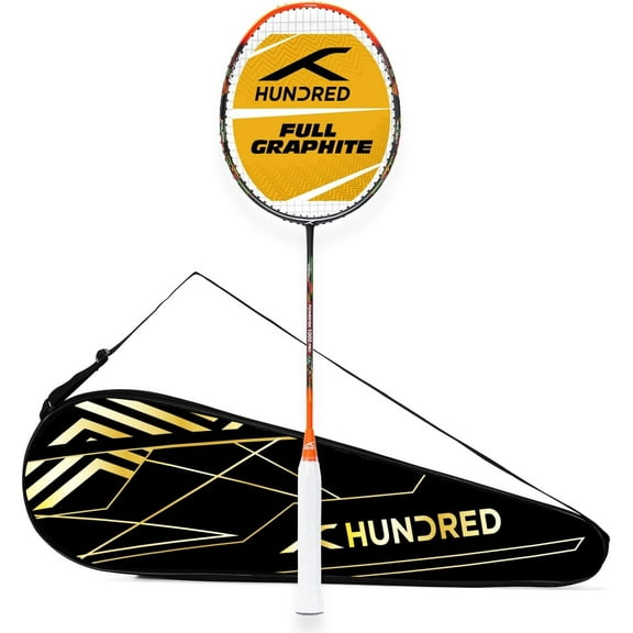 Hundred HBRR-2S033-1 Powertek 1000 Pro Racket with Cover - Black & Orange