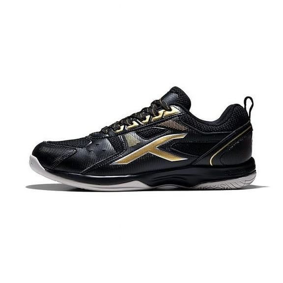 Hundred HBFS-2M153-1-6 Raze Non Marking Badminton Shoes - Black & Gold - Size 12