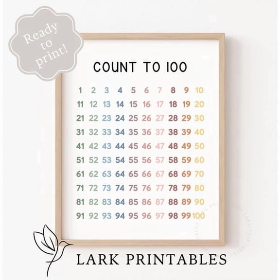 Hundreds Chart Print Number Chart 1 100 Count to 100 Practice Educational Kindergarten Poster Classroom Decor Homeschool Print