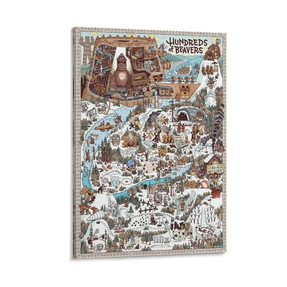 Hundreds of Beavers Movie Poster (3) Print Photo Art Painting Canvas Poster Home Decorative Bedroom Modern Decor Posters Gifts 16x24inch(40x60cm)