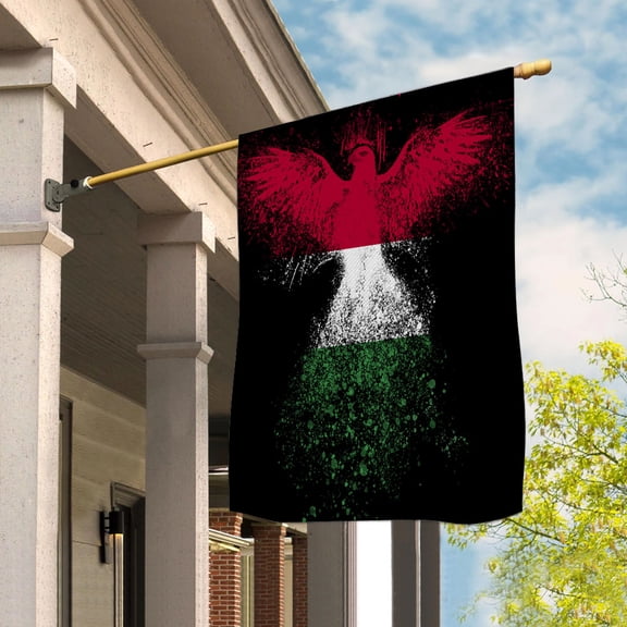 Hungarian Flag With Eagle Painting - Proud Hungary House Flag (29.5x39.5) Double-Sided Decorative Polyester Indoor/Outdoor Flag