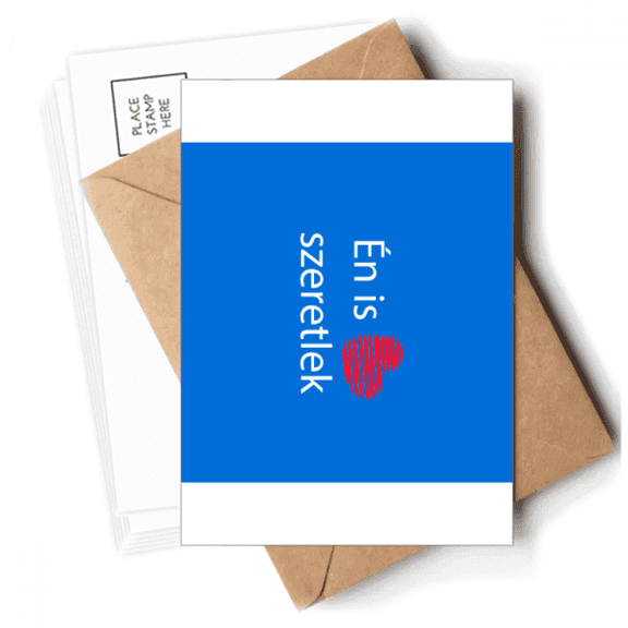 Hungarian I Love You Text Design Script Postcards Envelopes Blank Note Cards Mailing
