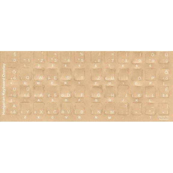 Hungarian Keyboard Stickers - Labels - Overlays with White Characters for Black Computer Keyboard