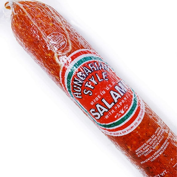 Hungarian Style Csabai Salami with Paprika, Dry Aged Pork Sausage, Teli Long by Bende 2 lb.