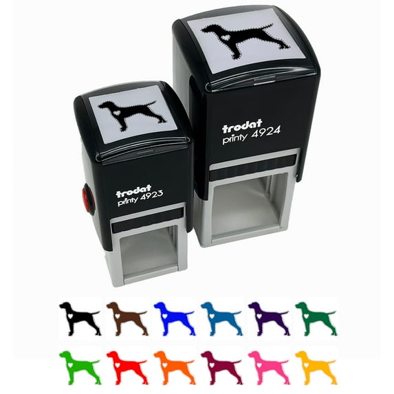 Hungarian Vizsla Dog with Heart Self-Inking Rubber Stamp Ink Stamper - Blue Ink - Small 1 Inch