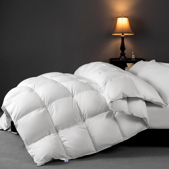 Hungarian White Goose Down Comforter Size, 850 Fill Power Duvet Insert 75% Goose Down 25% Goose , 600TC Ultra-Soft Shell Comfortable (106"x90", White)