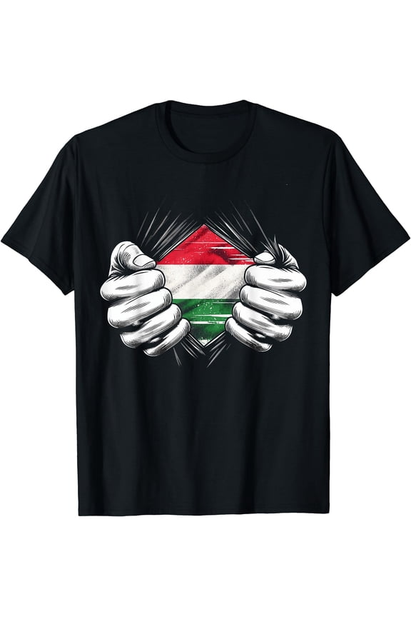 Hungary Flag Ripped Torn Graphic For Men Hungarian Football T-Shirt