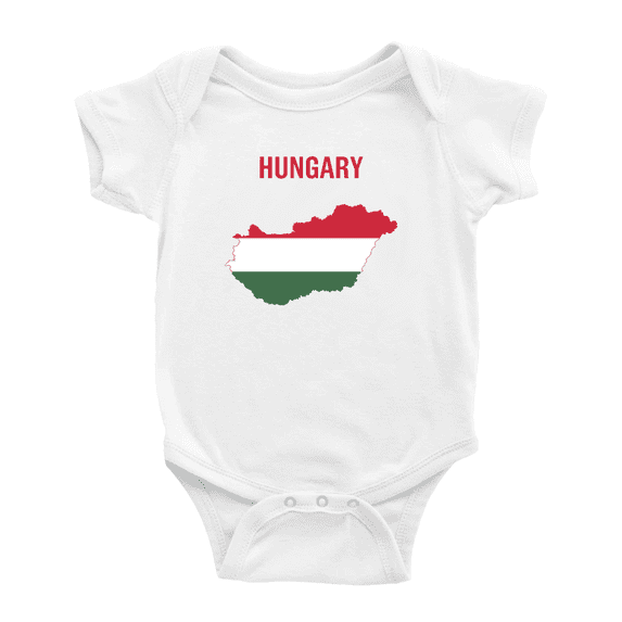 Hungary Map Flag Cute Baby Rompers Newborn Clothes Outfits (White, 18-24 Months)