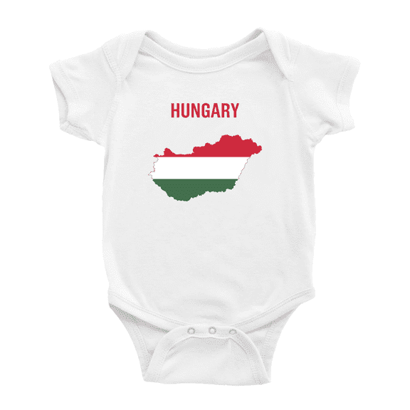 Hungary Map Flag Cute Baby Rompers Newborn Clothes Outfits (White, 3-6 Months)