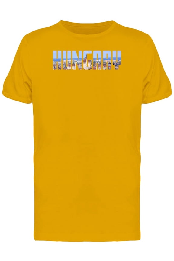 Hungary Name With A Cityscape T-Shirt Men -Image by Shutterstock, Male Small