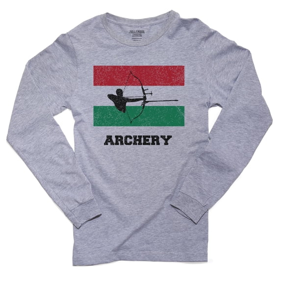 Hungary Olympic - Archery - Flag - Silhouette Men's Long Sleeve Grey T-Shirt