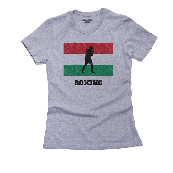 Hungary Olympic - Boxing - Flag - Silhouette Women's Cotton Grey T-Shirt