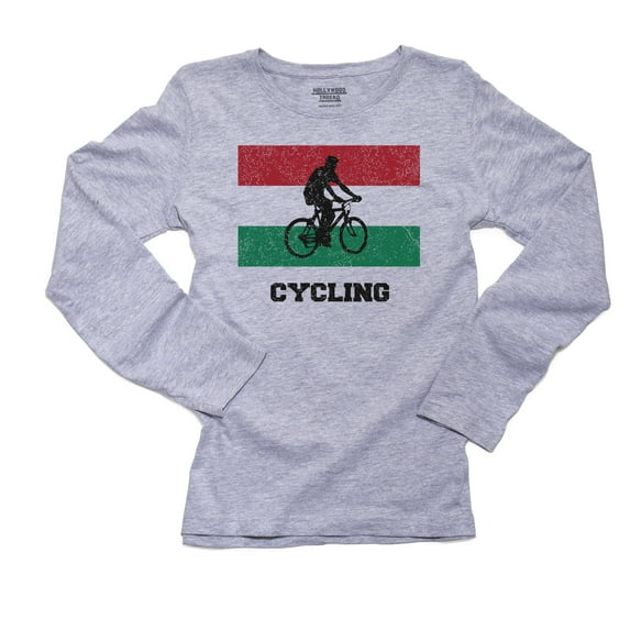 Hungary Olympic - Cycling - Flag - Silhouette Women's Long Sleeve Grey T-Shirt