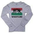 thumbnail image 1 of Hungary Olympic - Wrestling - Flag - Silhouette Men's Long Sleeve Grey T-Shirt, 1 of 2