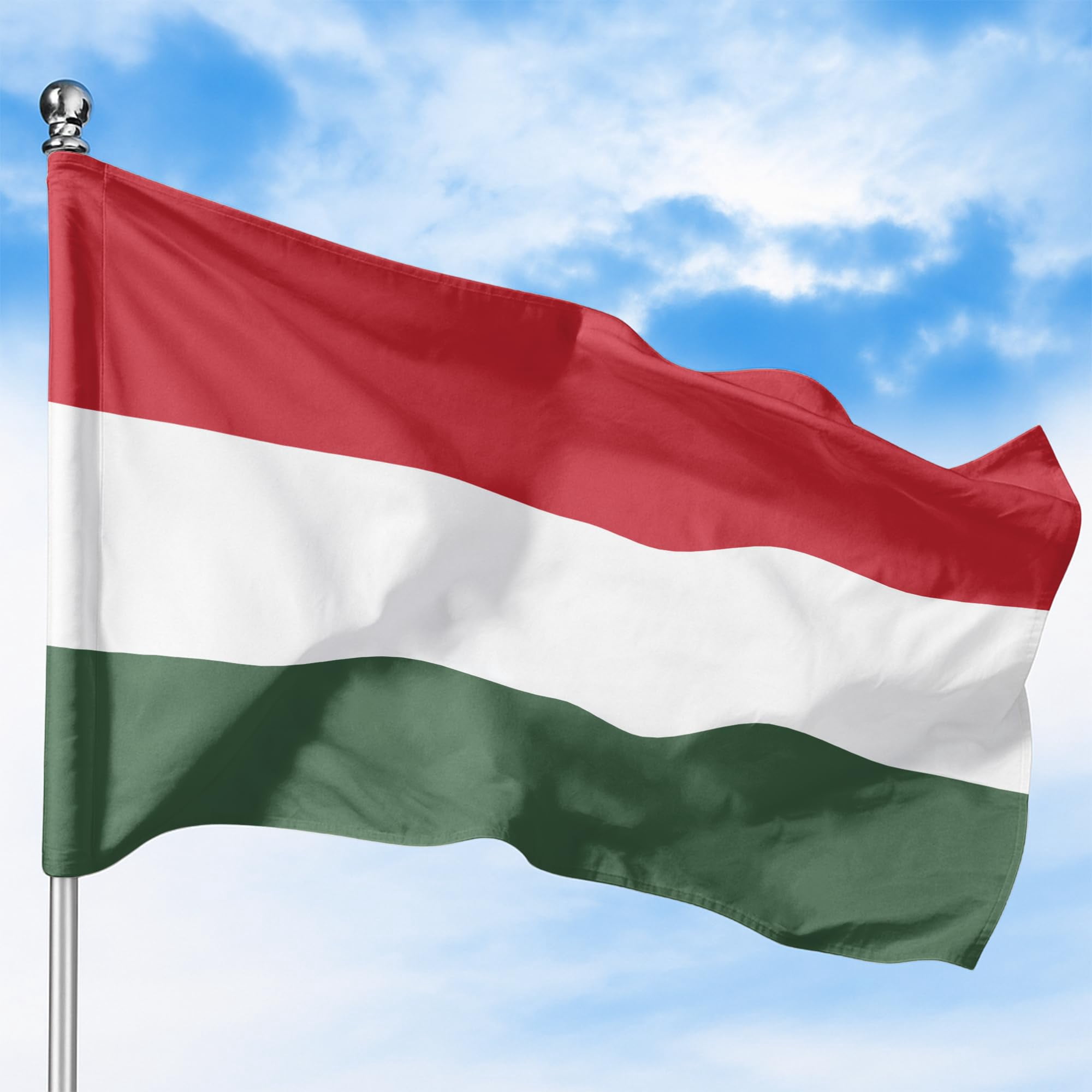 Hungary Outdoor Flag (1x1.5ft) by DreamController - Durable, Fade-Resistant Polyester, Double-Stitched, Brass Grommets - HD Printed Eastern Europe Flag - Made in USA