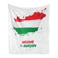 thumbnail image 1 of Hungary Soft Flannel Fleece Blanket, Welcome to Hungary Message in Digital Brush Strokes Style in National Flag, Cozy Plush for Indoor and Outdoor Use, 50" x 60", Green Red and White, by Ambesonne, 1 of 5