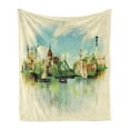 thumbnail image 1 of Hungary Soft Flannel Fleece Throw Blanket, Watercolor Painting of Old Budapest on Danube River Idyllic Historic, Cozy Plush for Indoor and Outdoor Use, 60" x 80", Cream Multicolor, by Ambesonne, 1 of 5