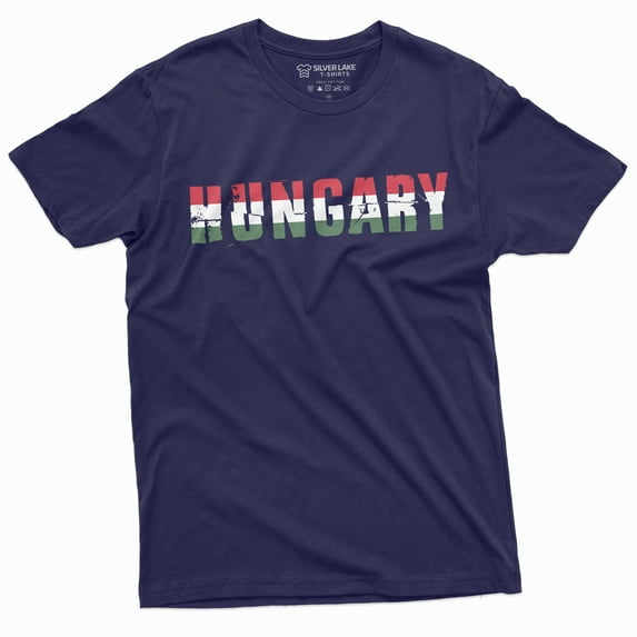 Hungary T-Shirt Mens Womens Tee Shirt Hungarian Flag Coat Of Arms Patriotic Tee (Small Navy Blue)