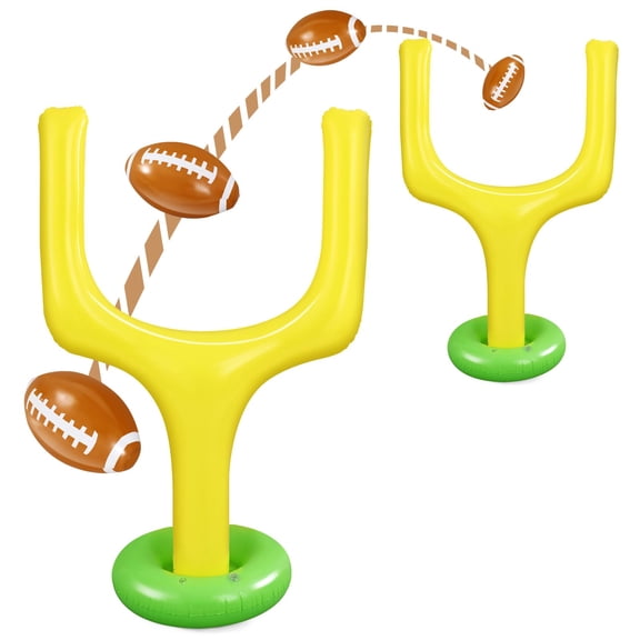 Hungdao 4 Pcs Football Party Supplies Kit Include Jumbo Inflatable Football Goal Post and Giant Blow up Footballs for Birthday Tailgate Decoration Backyard Game Y102