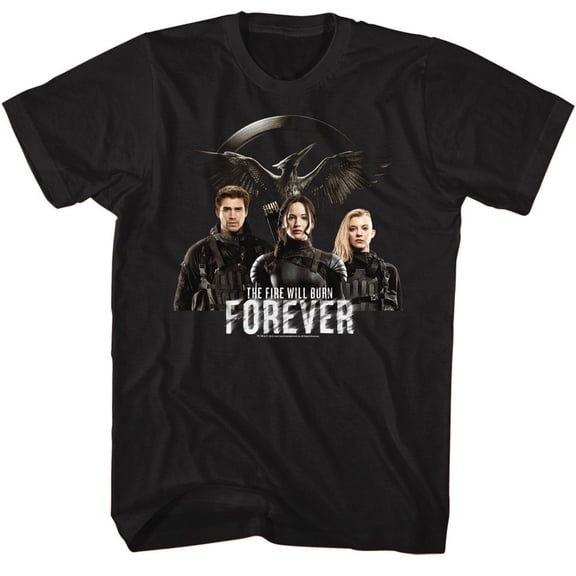Hunger Games Fire Will Burn Forever Black Adult T-Shirt 4Xlt