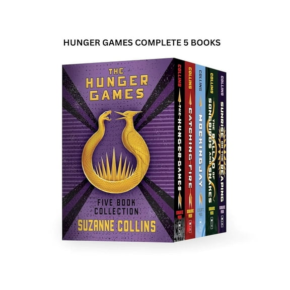 Hunger Games Hardcover 5 Books Set By Suzanne Collins (The Hunger Games, Catching Fire, Mockingjay, The Ballad of Songbirds and Snakes, Sunrise on the Reaping)