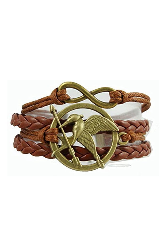 Hunger Games Inspired Leather Cord Mockingjay Bracelet