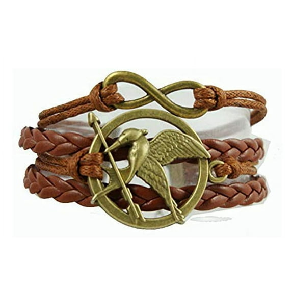 Hunger Games Inspired Leather Cord Mockingjay Bracelet