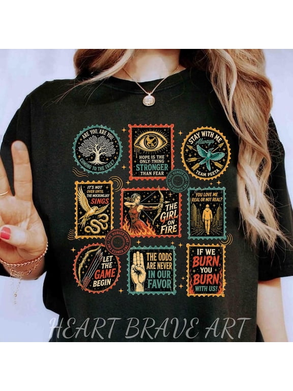 Hunger Games Inspired Stamps Shirt, Ballad Of Songbirds And Snakes Tee, Bookish Gift, Katniss Everdeen, Book Lover Tshirt