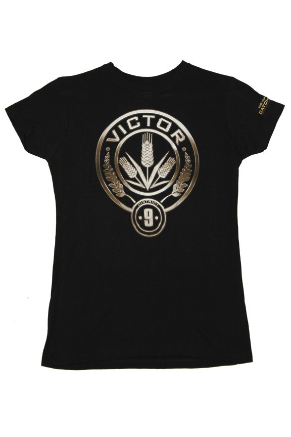 Hunger Games Juniors Girls T-Shirt - District 9 Victor Triple Wheat Stalk Image (Small)