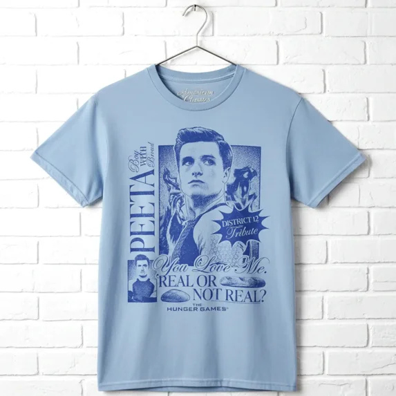 Hunger Games Peeta Real Or Not Real Men's T-Shirt (LightBlueHeather, AdultS)