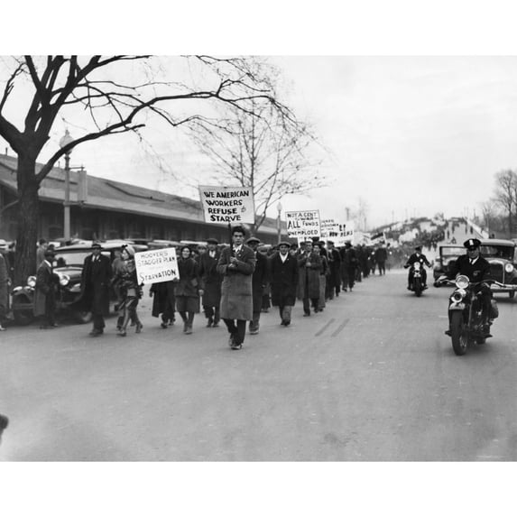 Hunger Marchers Demand Cash Relief And Unemployment Insurance In Washington History (24 x 18)
