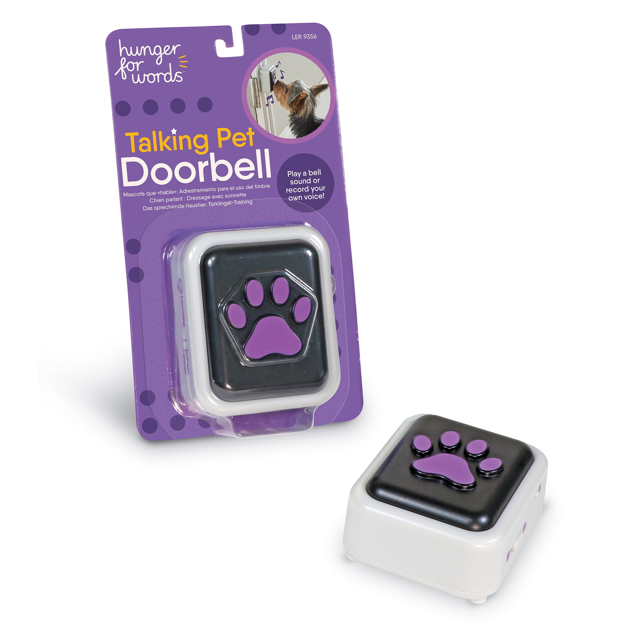 Hunger for Words Talking Pet Doorbell - Black and Purple Plastic Interactive Toy